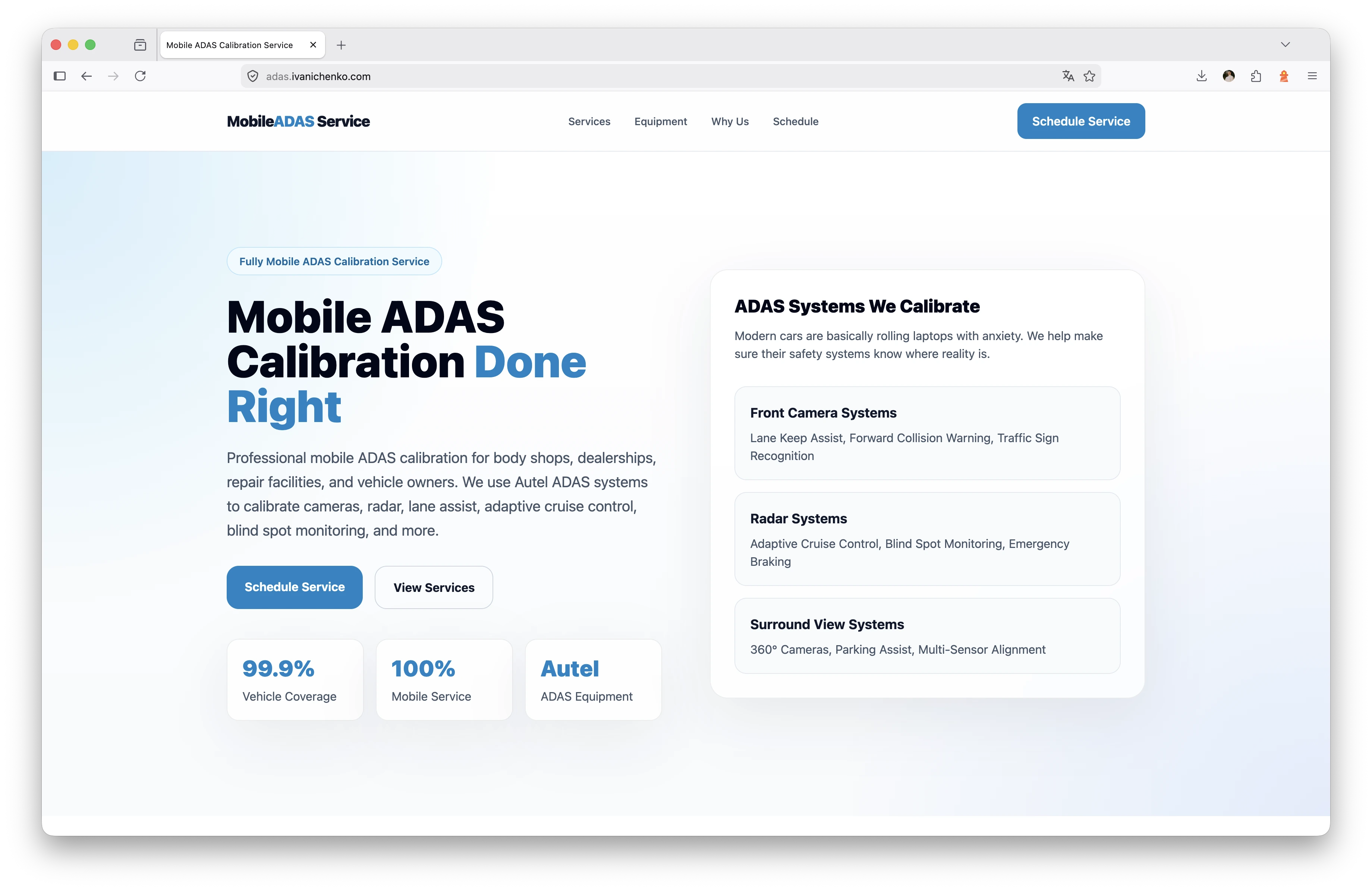 ADAS Mobile Calibration Service