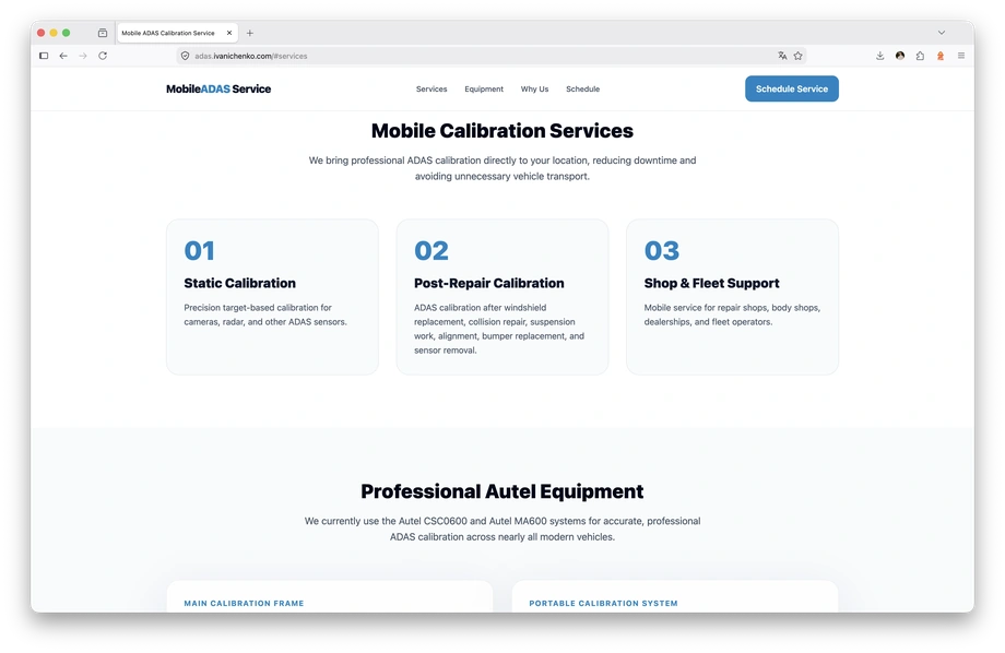 ADAS Mobile Calibration Service
